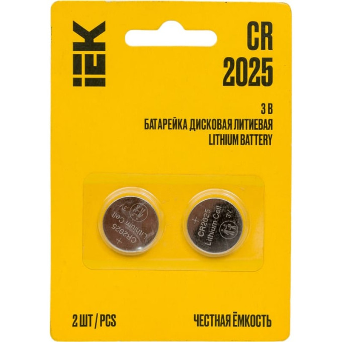 Дисковая литиевая батарейка IEK cr2025 (2шт/блистер) ABT-CR2025-OP-L02
